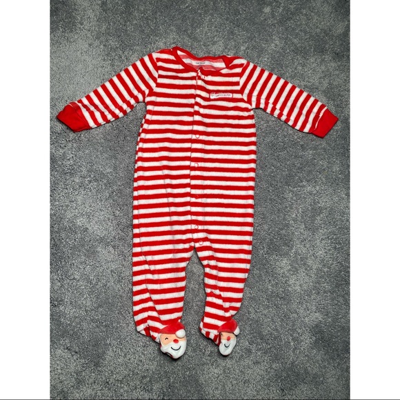 Carters Striped Fleece Santa’s Helper Sleeper - Picture 2 of 4
